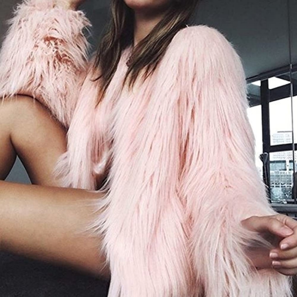 Pink faux fur jacket